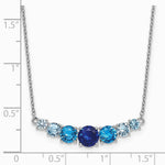 Sterling Silver RH-plated Lab Cr. Spinel/Cr. Aquamarine 16in w/ 2in Ext Necklace - Product Photo