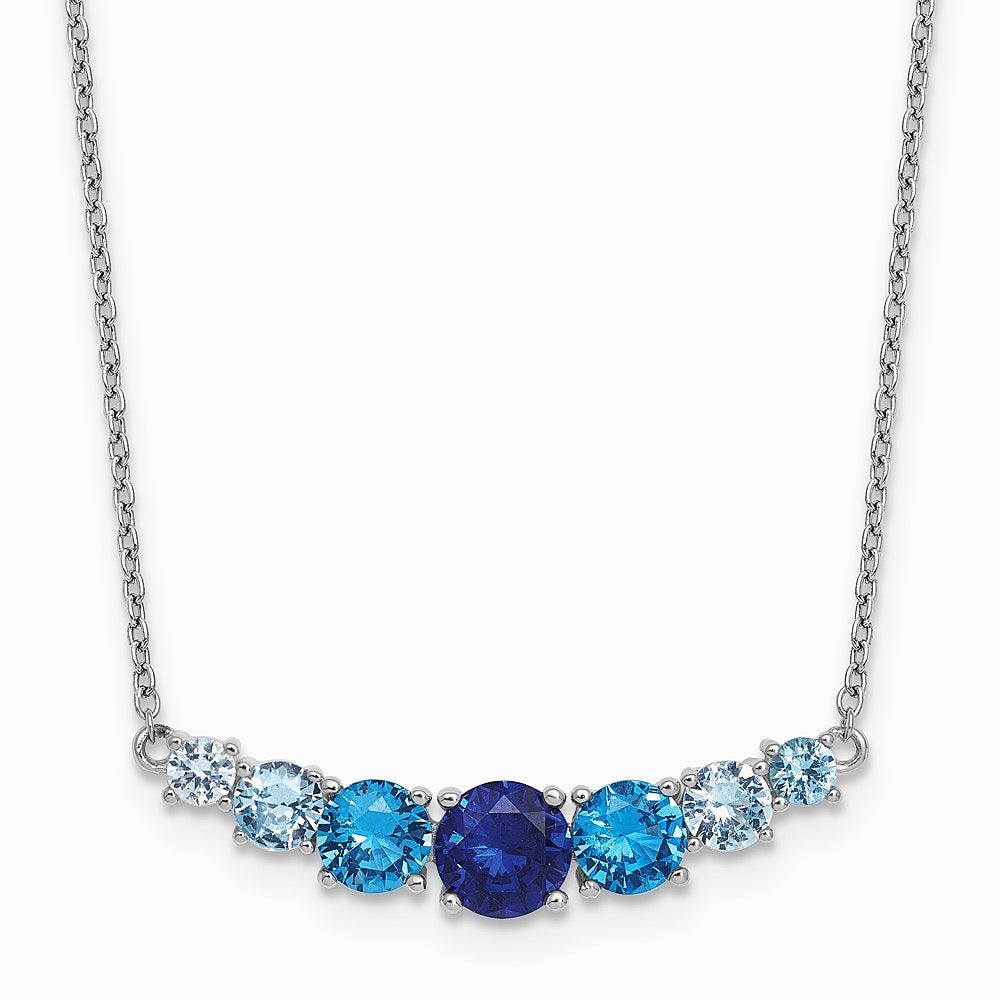 Sterling Silver RH-plated Lab Cr. Spinel/Cr. Aquamarine 16in w/ 2in Ext Necklace - Product Photo