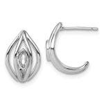 Sterling Silver Rhodium-plated CZ Polished Post J-Hoop Earrings - Product Photo