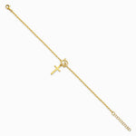 Sterling Silver Gold-tone Cross Paperclip Link 6.5in with 1in Ext Bracelet - Product Photo