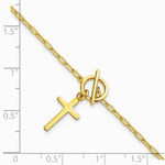 Sterling Silver Gold-tone Cross Paperclip Link 6.5in with 1in Ext Bracelet - Product Photo
