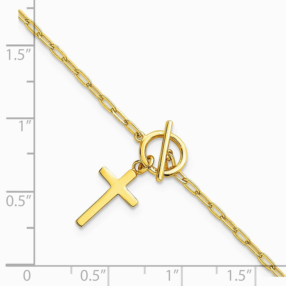 Sterling Silver Gold-tone Cross Paperclip Link 6.5in with 1in Ext Bracelet - Product Photo