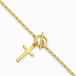 Sterling Silver Gold-tone Cross Paperclip Link 6.5in with 1in Ext Bracelet - Product Photo