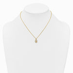Sterling Silver Gold-plat CZ Enamel Miraculous Medal with 2in ext. Necklace - Product Photo