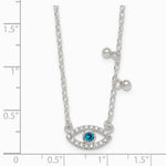 Sterling Silver CZ Evil Eye w/ 2in Ext Necklace - Product Photo