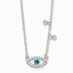 Sterling Silver CZ Evil Eye w/ 2in Ext Necklace - Product Photo