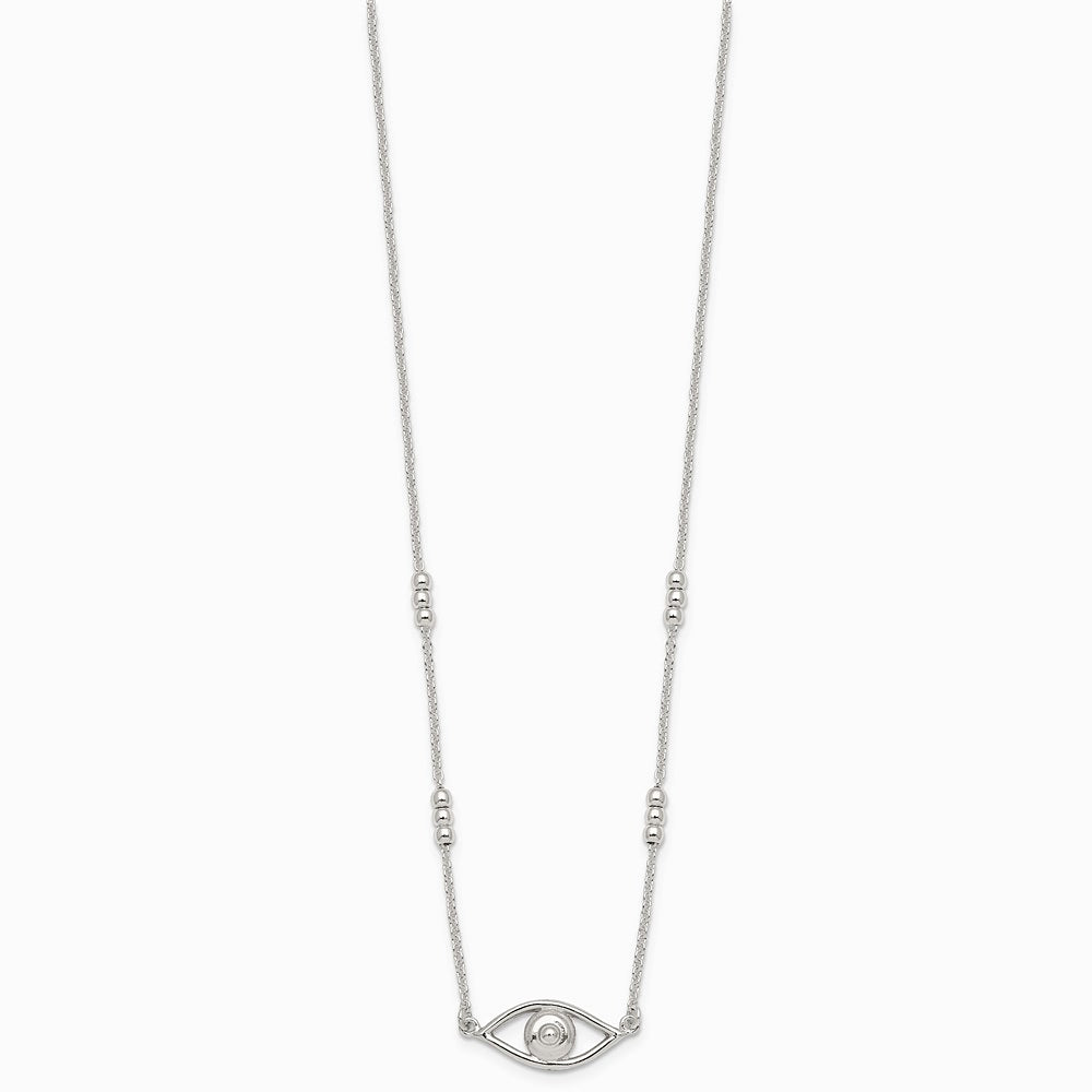 Sterling Silver Polished Evil Eye with 1in Ext Necklace - Product Photo