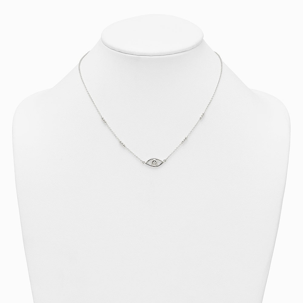 Sterling Silver Polished Evil Eye with 1in Ext Necklace - Product Photo