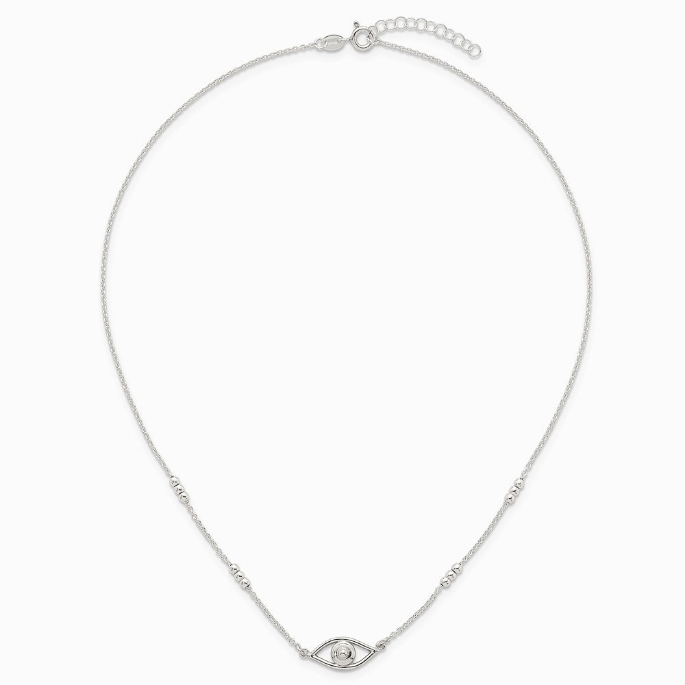 Sterling Silver Polished Evil Eye with 1in Ext Necklace - Product Photo
