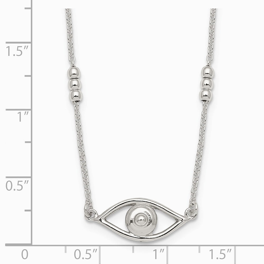 Sterling Silver Polished Evil Eye with 1in Ext Necklace - Product Photo