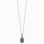 Sterling Silver RH-plated Polished/Oxidized Filigree Hamsa 18 Inch Necklace - Product Photo
