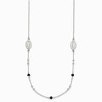 Sterling Silver Textured Black Glass Beads Miraculous Medal Necklace - Product Photo