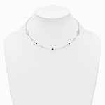 Sterling Silver Textured Black Glass Beads Miraculous Medal Necklace - Product Photo
