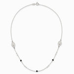 Sterling Silver Textured Black Glass Beads Miraculous Medal Necklace - Product Photo
