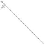 Sterling Silver Polished and Beaded CZ Cross Bracelet - Product Photo