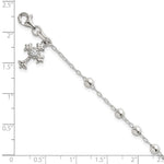 Sterling Silver Polished and Beaded CZ Cross Bracelet - Product Photo