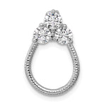 Sterling Silver Rhodium-plated CZ Textured Chain Slide Pendant - Product Photo