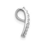 Sterling Silver RH-plt Polished CZ Curved / Tapered Chain Slide Pendant - Product Photo