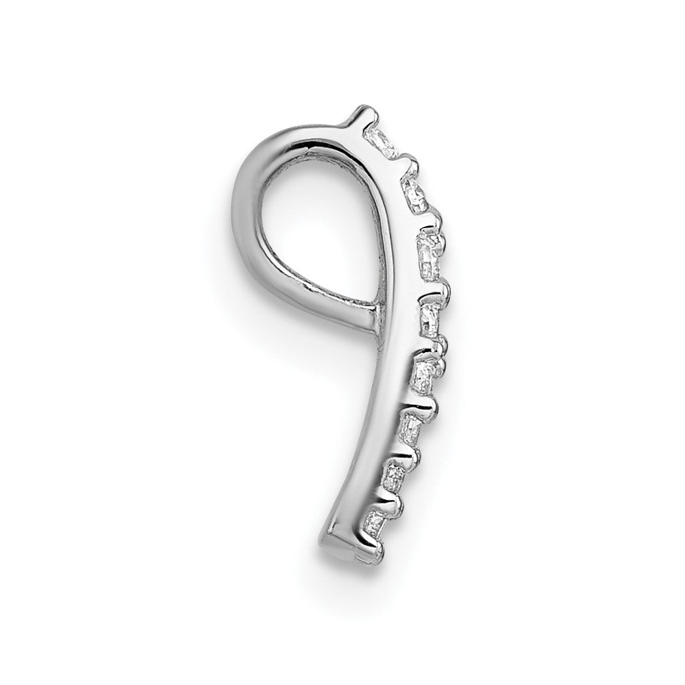 Sterling Silver RH-plt Polished CZ Curved / Tapered Chain Slide Pendant - Product Photo