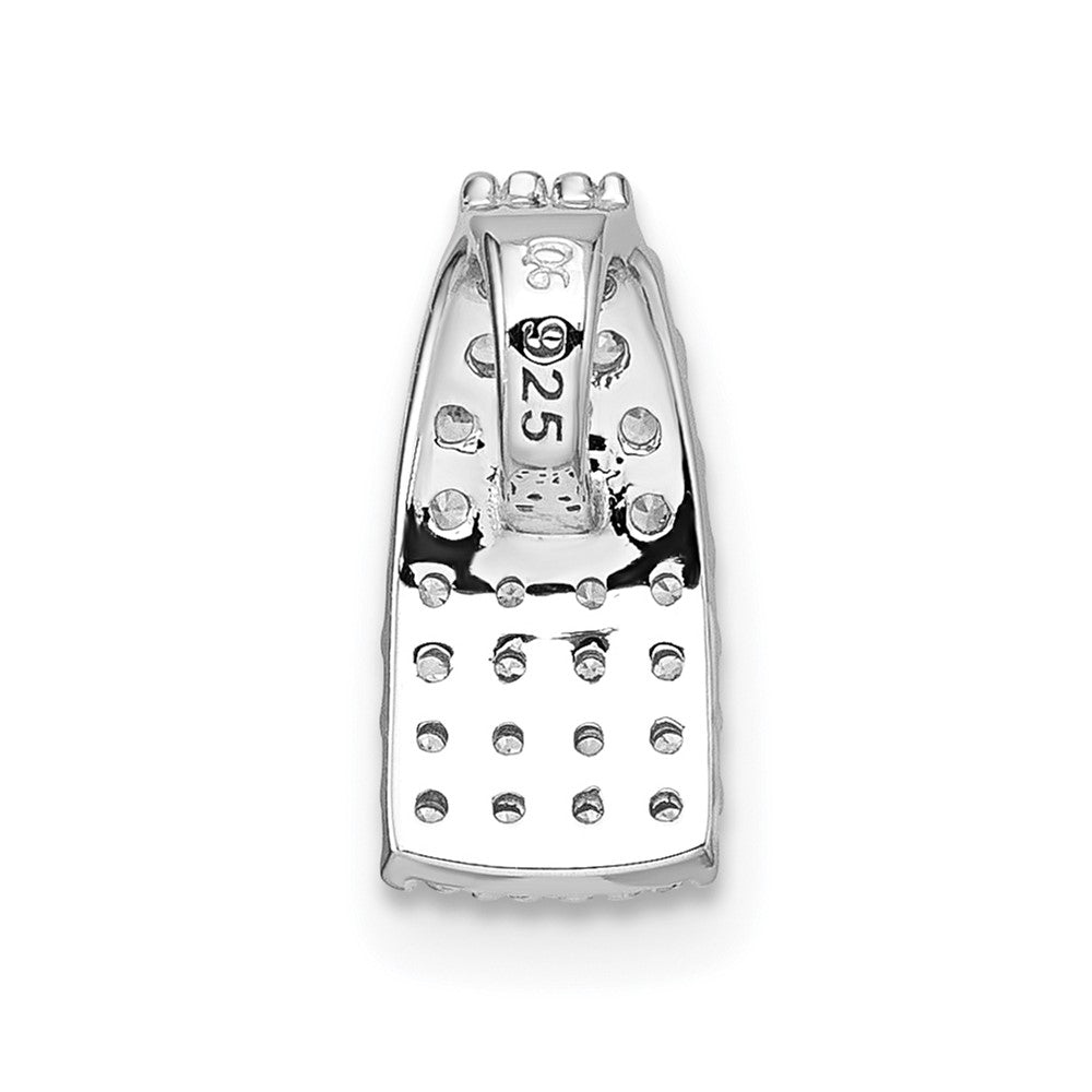 Sterling Silver RH-plt Polished CZ Curved / Tapered Chain Slide Pendant - Product Photo