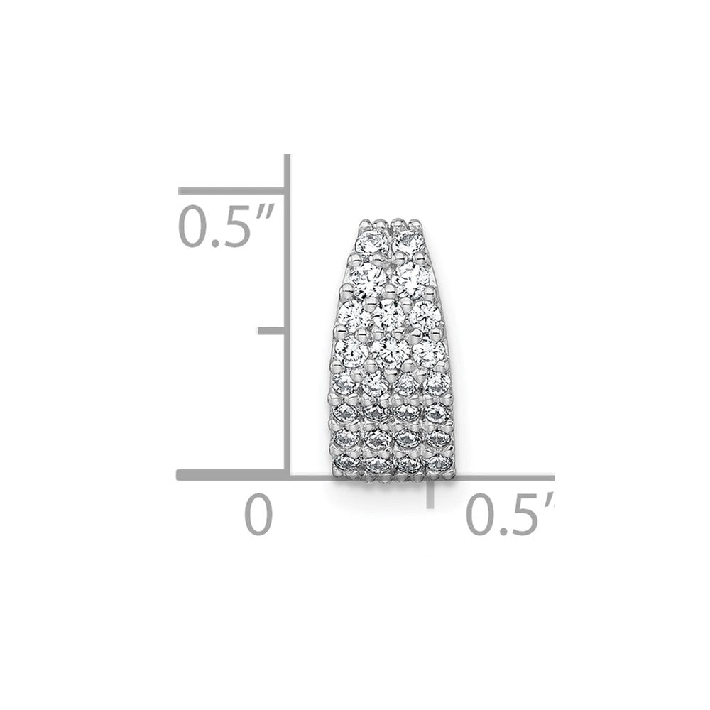 Sterling Silver RH-plt Polished CZ Curved / Tapered Chain Slide Pendant - Product Photo