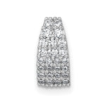 Sterling Silver RH-plt Polished CZ Curved / Tapered Chain Slide Pendant - Product Photo