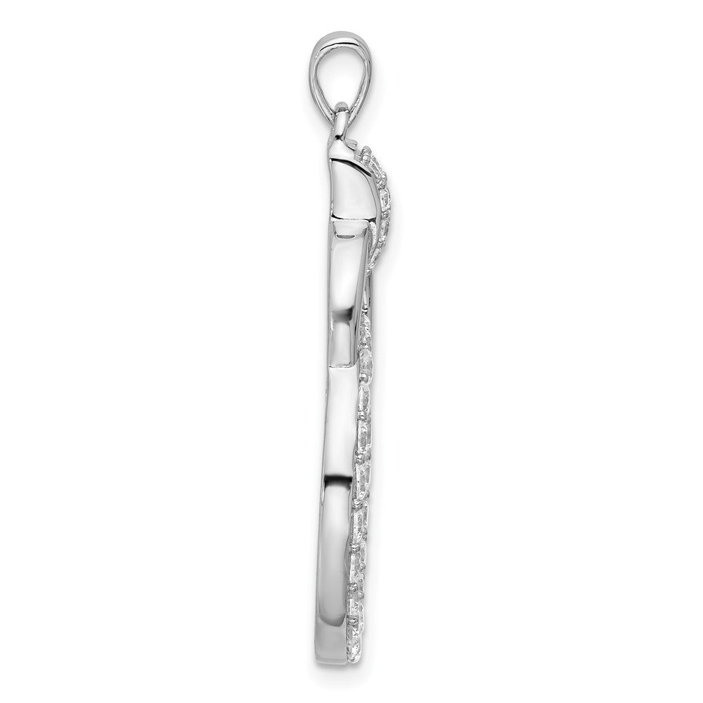 Sterling Silver Rhodium-plated CZ Circle Pendant - Product Photo