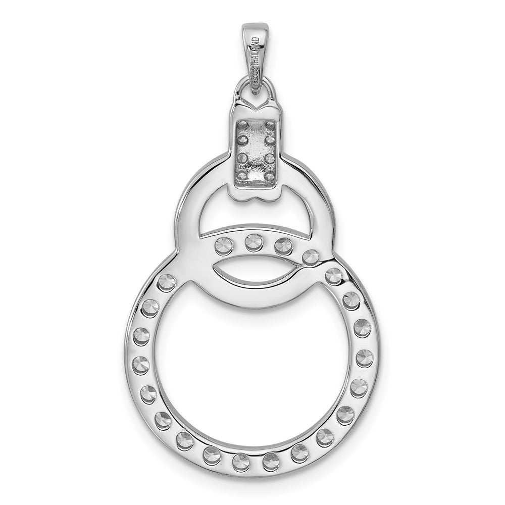 Sterling Silver Rhodium-plated CZ Circle Pendant - Product Photo