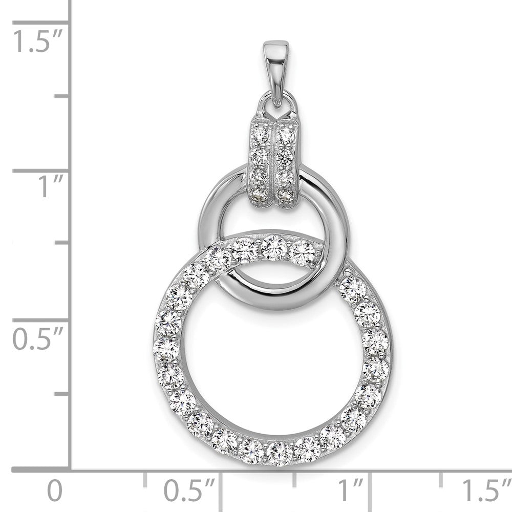 Sterling Silver Rhodium-plated CZ Circle Pendant - Product Photo