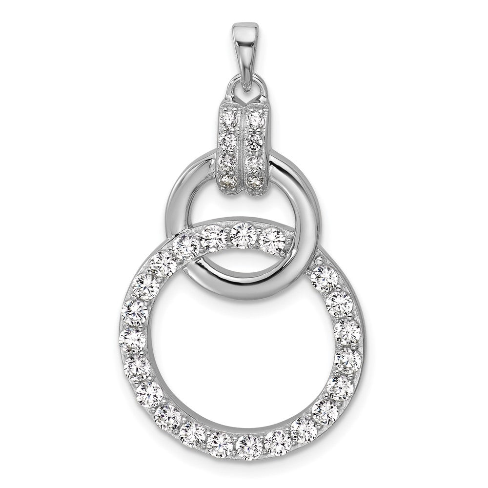 Sterling Silver Rhodium-plated CZ Circle Pendant - Product Photo