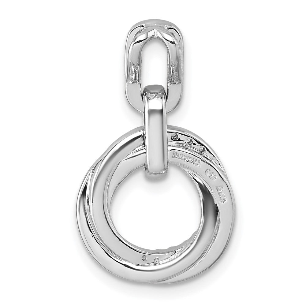 Sterling Silver Rhodium-plated CZ Circle Twist Pendant - Product Photo