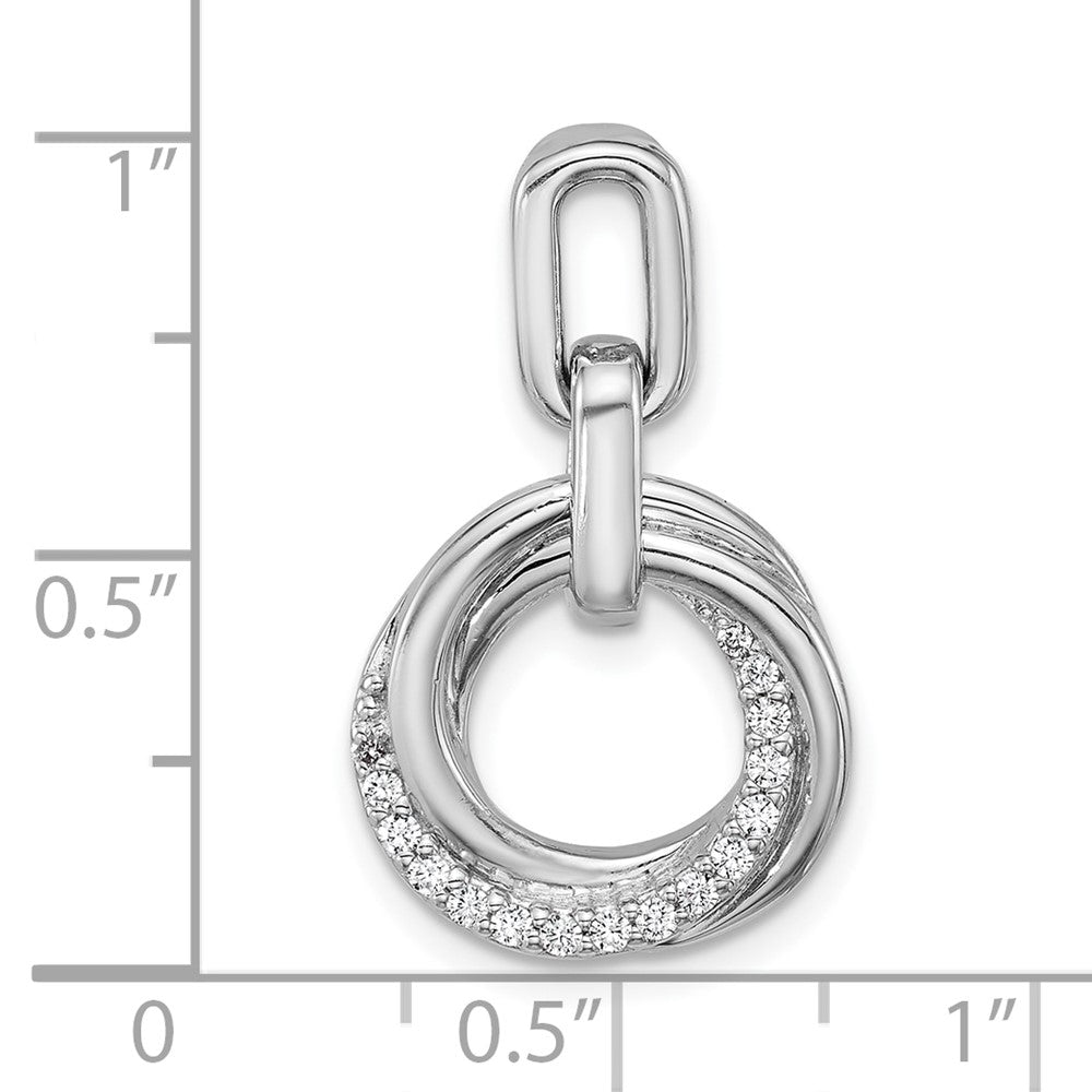 Sterling Silver Rhodium-plated CZ Circle Twist Pendant - Product Photo