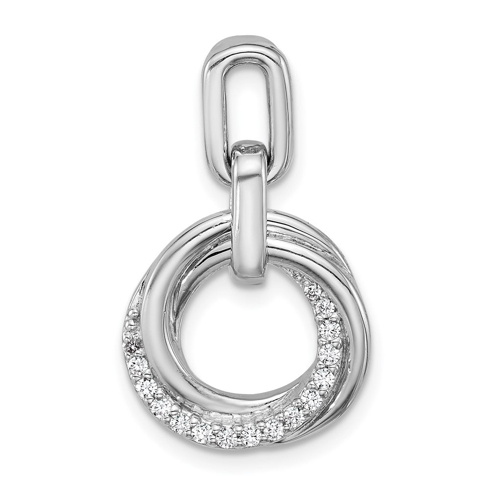 Sterling Silver Rhodium-plated CZ Circle Twist Pendant - Product Photo