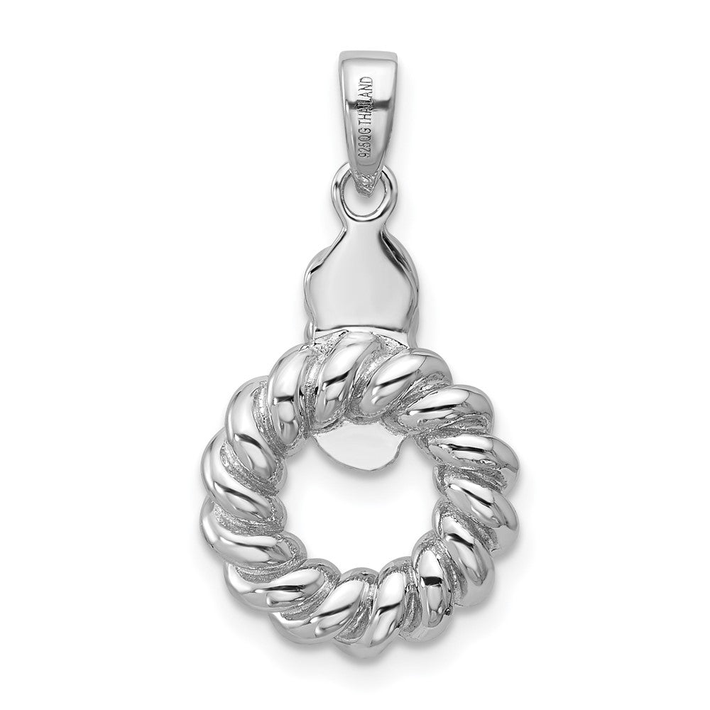 Sterling Silver Rhodium-plated Polished Circle Pendant - Product Photo