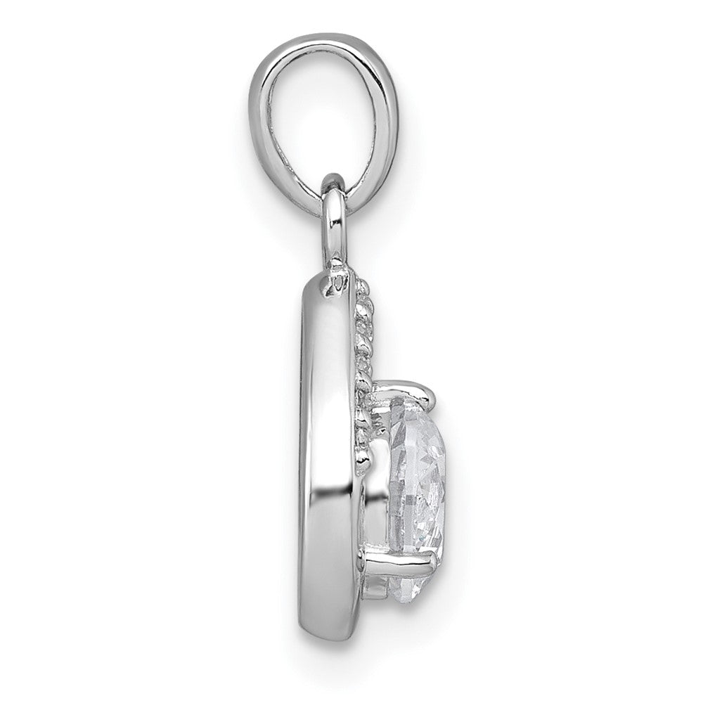 Sterling Silver Rhodium-plated Polished CZ Teardrop Pendant - Product Photo
