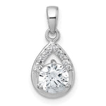 Sterling Silver Rhodium-plated Polished CZ Teardrop Pendant - Product Photo