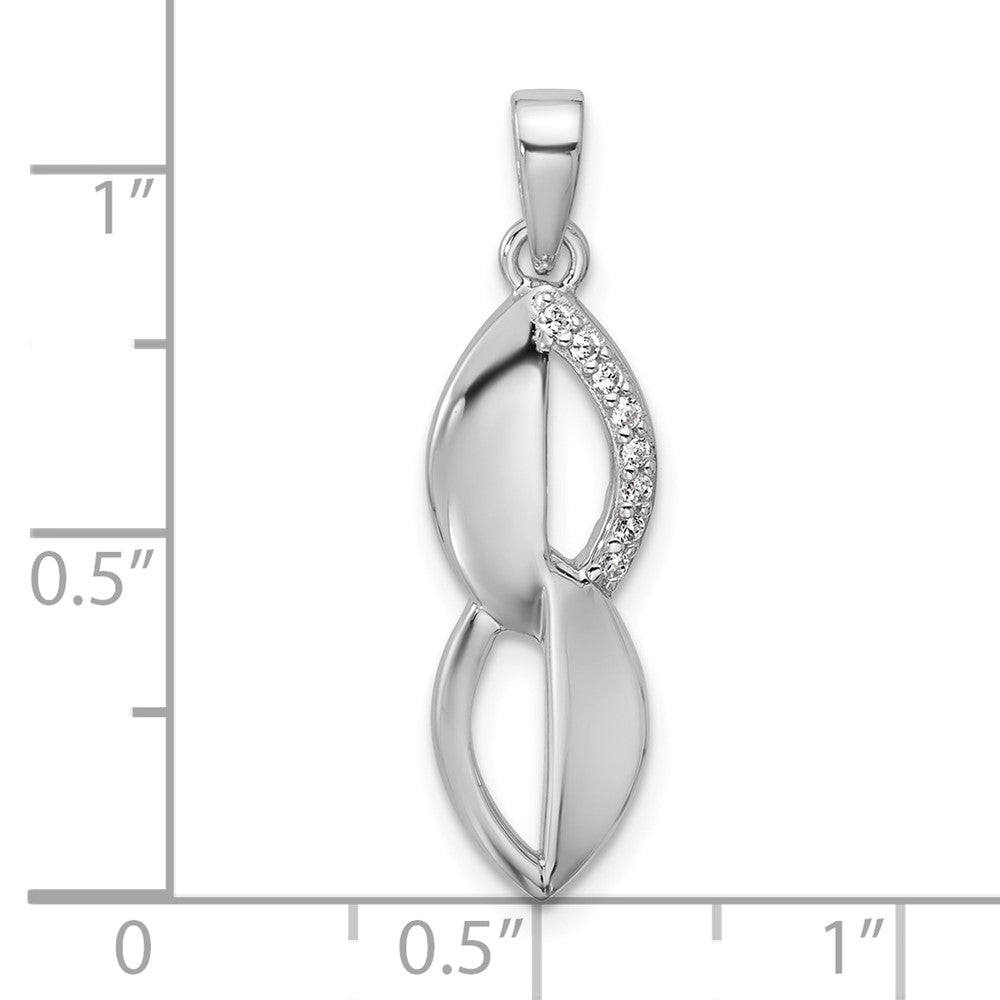 Sterling Silver Rhodium-plated CZ Pendant - Product Photo