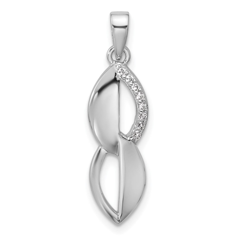 Sterling Silver Rhodium-plated CZ Pendant - Product Photo