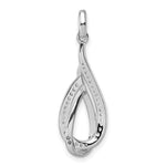 Sterling Silver Rhodium-plated CZ Polished Tear Drop Pendant - Product Photo