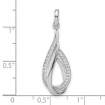 Sterling Silver Rhodium-plated CZ Polished Tear Drop Pendant - Product Photo