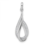 Sterling Silver Rhodium-plated CZ Polished Tear Drop Pendant - Product Photo