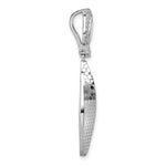 Sterling Silver Rhodium-plated CZ Textured Tear Drop Pendant - Product Photo