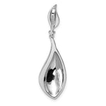 Sterling Silver Rhodium-plated CZ Textured Tear Drop Pendant - Product Photo