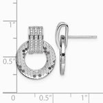 Sterling Silver RH Plated CZ Textured Moveable Circle Dangle Post Earrings - Product Photo