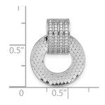 Sterling Silver RH Plated CZ Textured Moveable/Reversible Circle Pendant - Product Photo