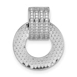 Sterling Silver RH Plated CZ Textured Moveable/Reversible Circle Pendant - Product Photo