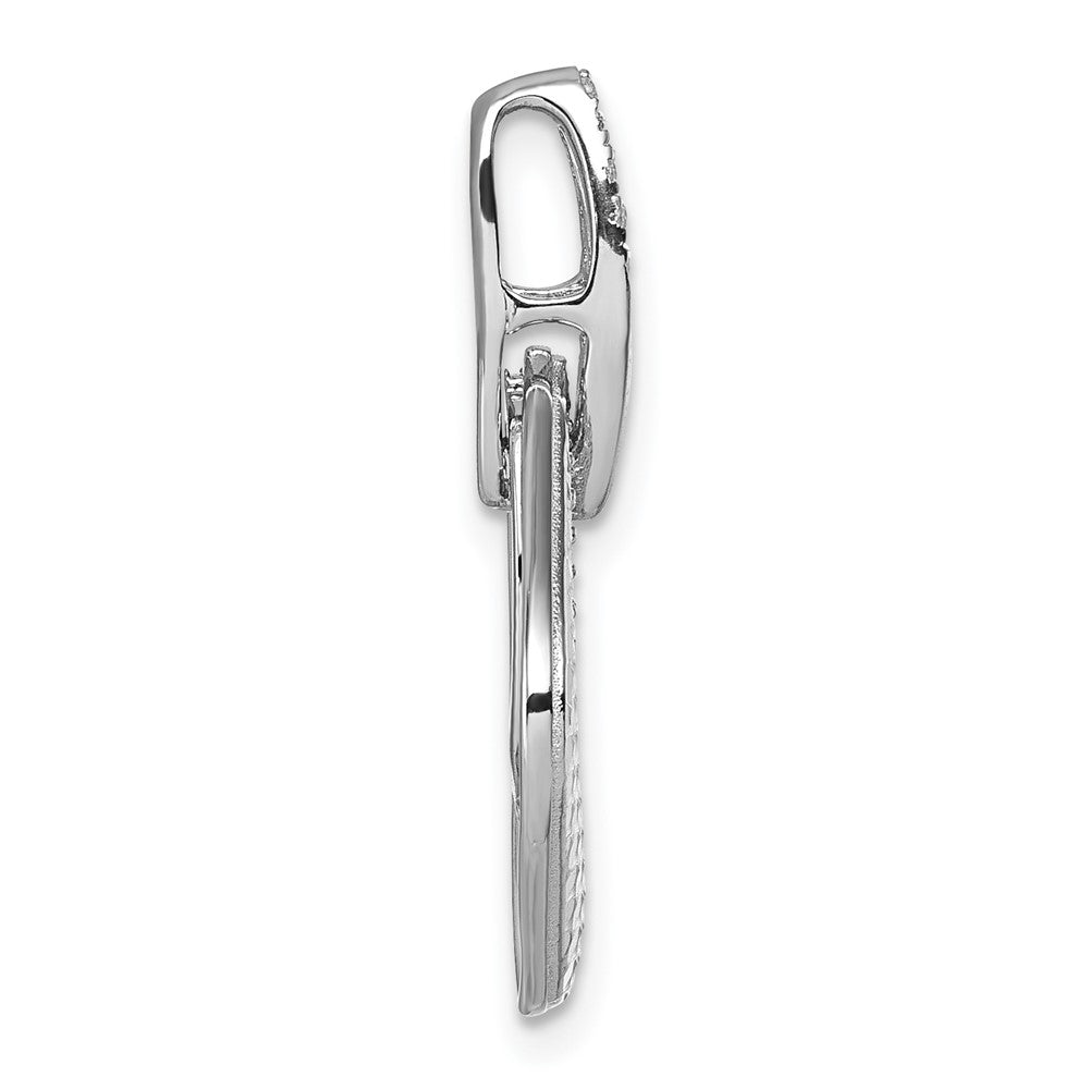Sterling Silver Rhodium-plated CZ Textured Pendant - Product Photo