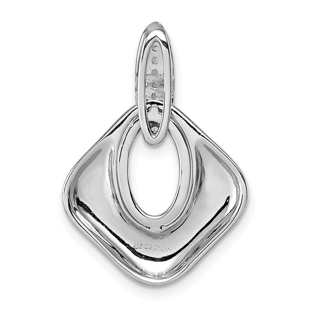 Sterling Silver Rhodium-plated CZ Textured Pendant - Product Photo