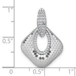 Sterling Silver Rhodium-plated CZ Textured Pendant - Product Photo