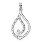 Sterling Silver Rhodium-plated CZ Polished Tear Drop Pendant - Product Photo